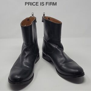 Frye Melissa Black Leather Ankle Boots with Back Zipper VGUC Size 8.5